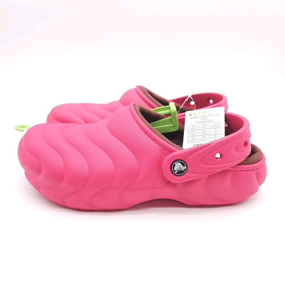 Crocs (Womens 10 Mens 8) Classic Lined Overpuff‎ Clogs Dragon Fruit Pink Shoes
